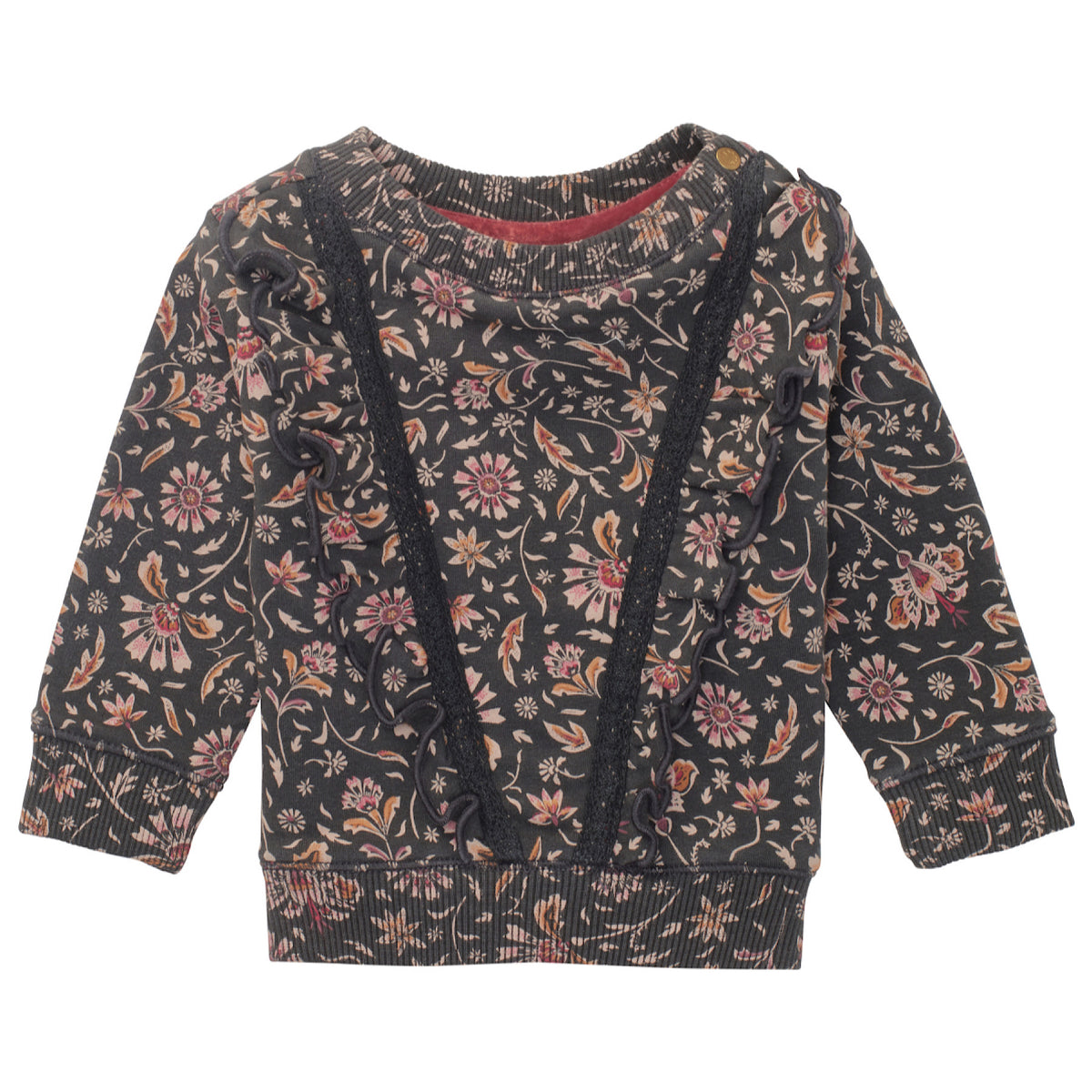 Long Sleeve Floral Ruffle Sweatshirt