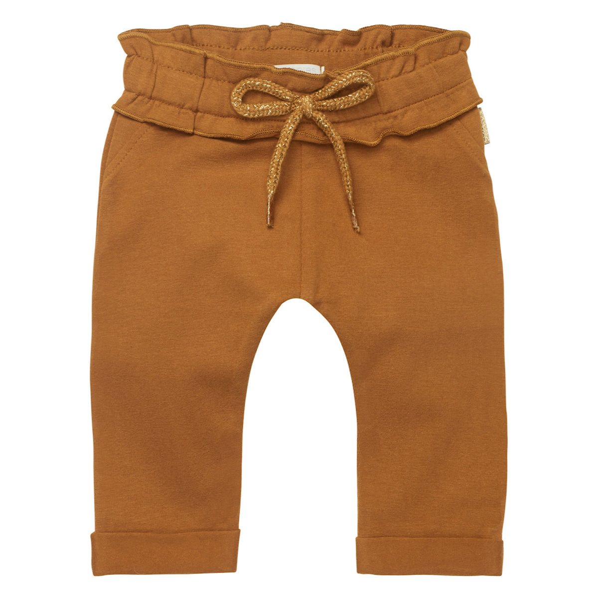 Cotton Trousers with Ruffle Detailing, Spice