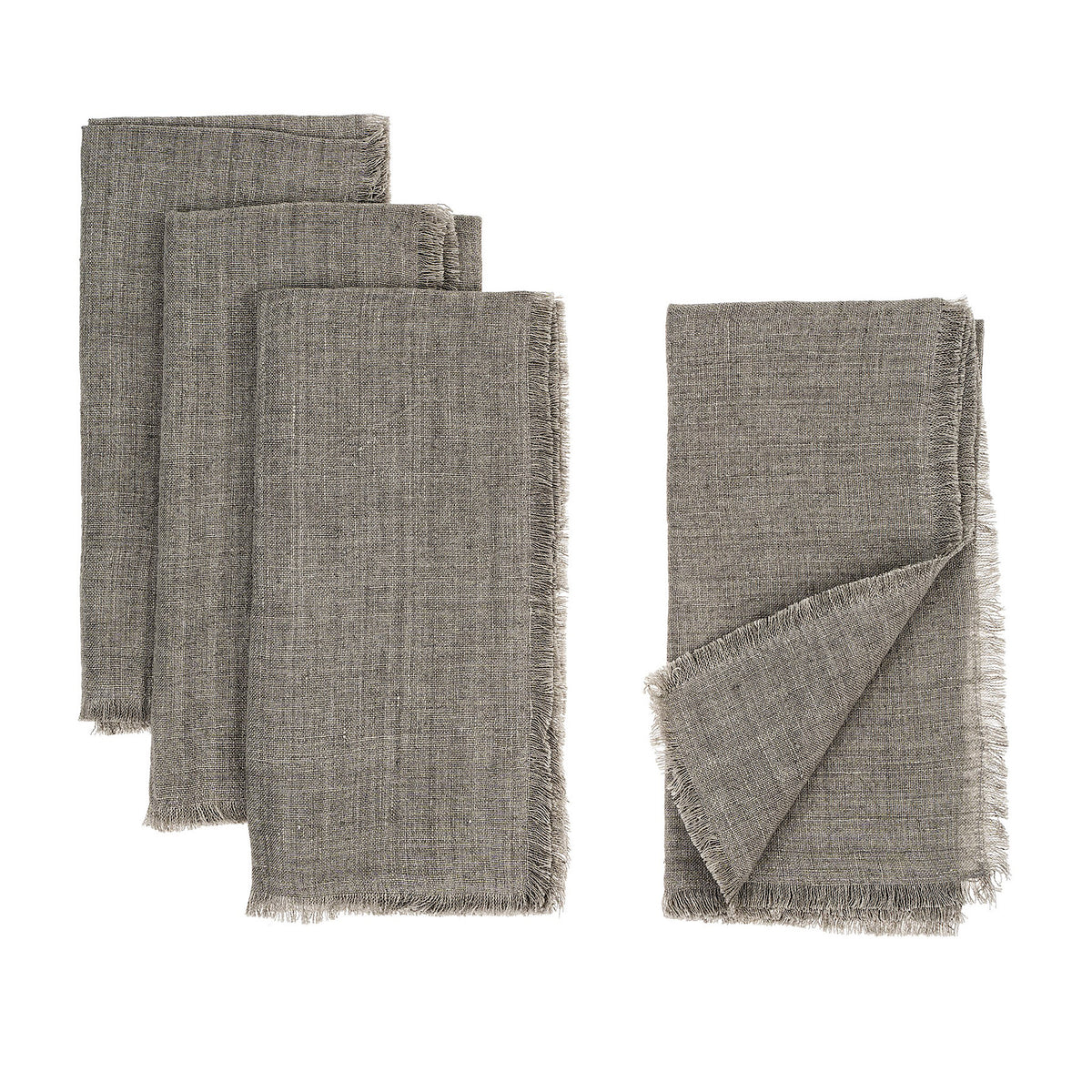 Warm Grey Linen Napkins, Set of 4