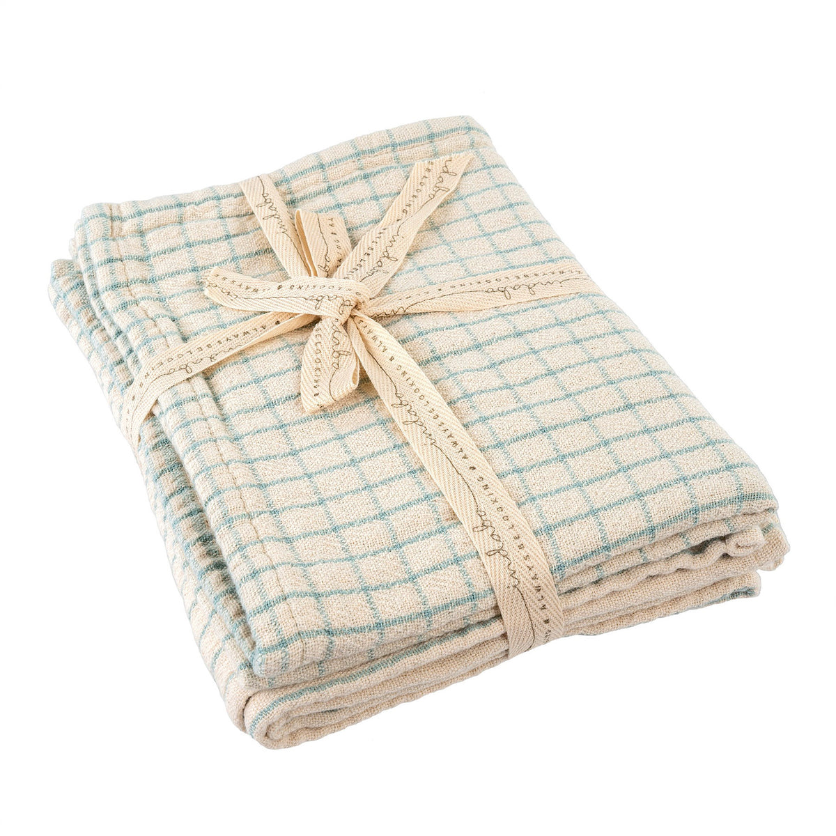 Checkered Cotton Tea Towels, Blue, Set of 2