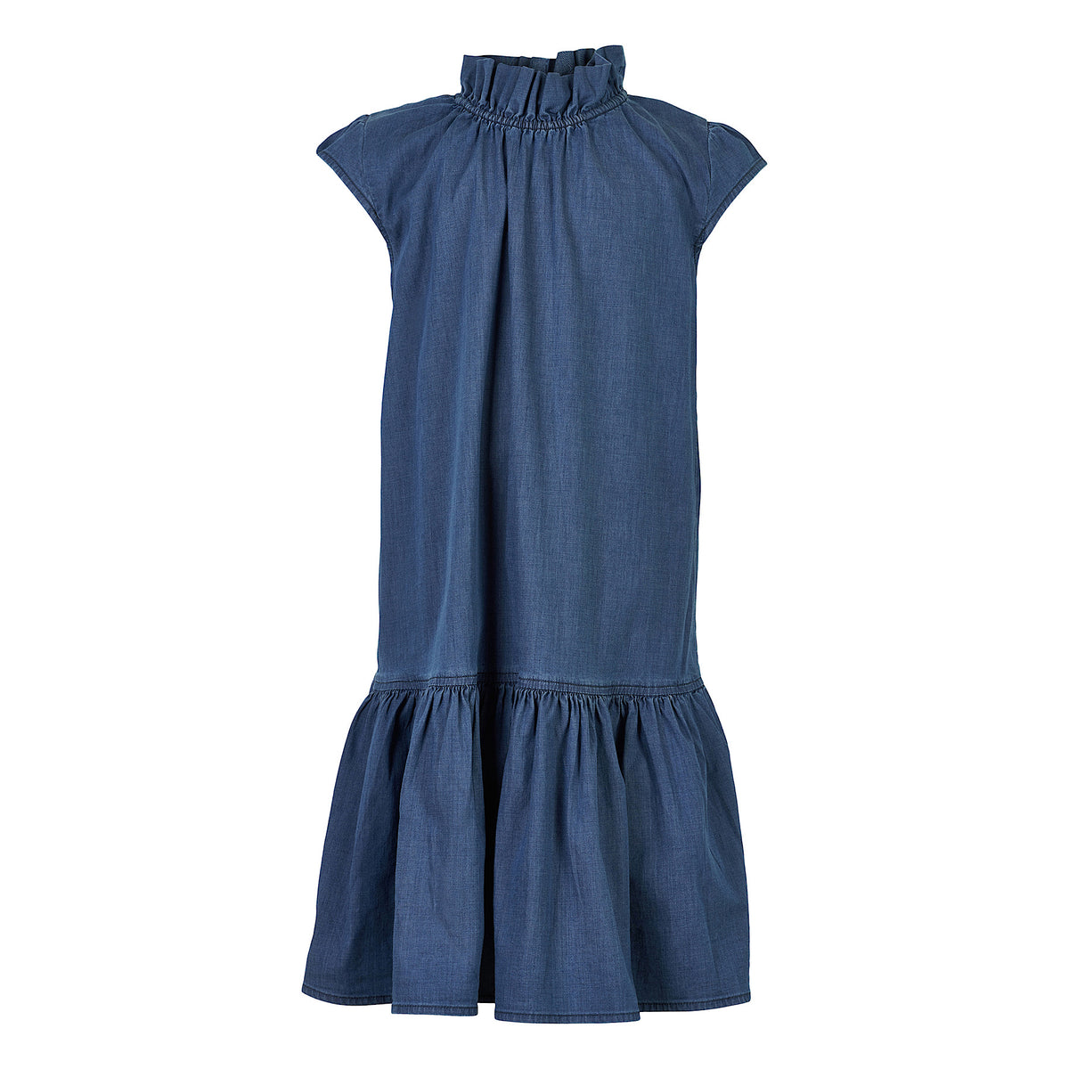 Chambray Dress with Frill Collar