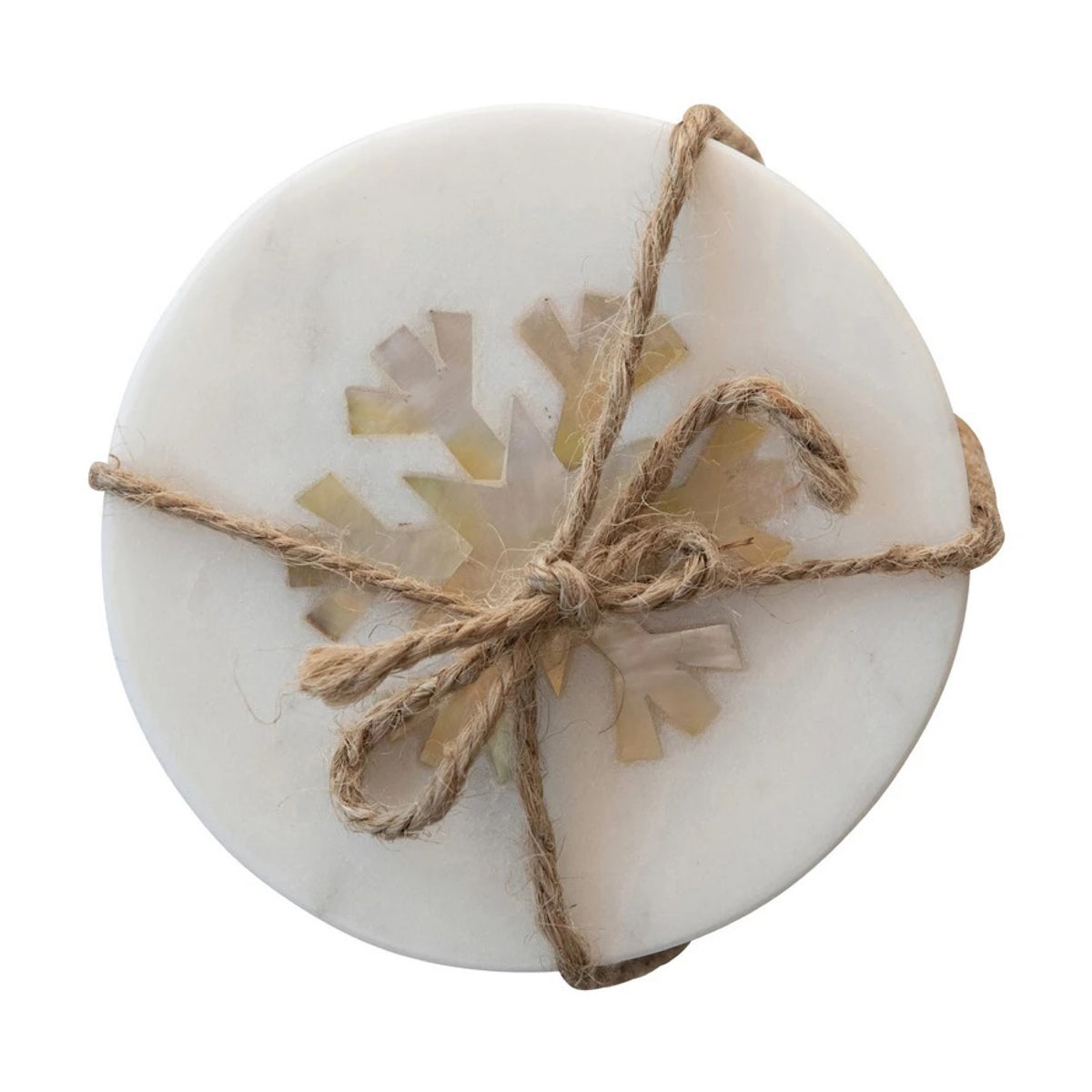 Mother of Pearl Snowflake Coasters, Set of 4