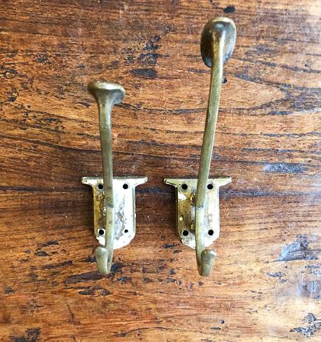 Pair of Antique Brass Double Hooks
