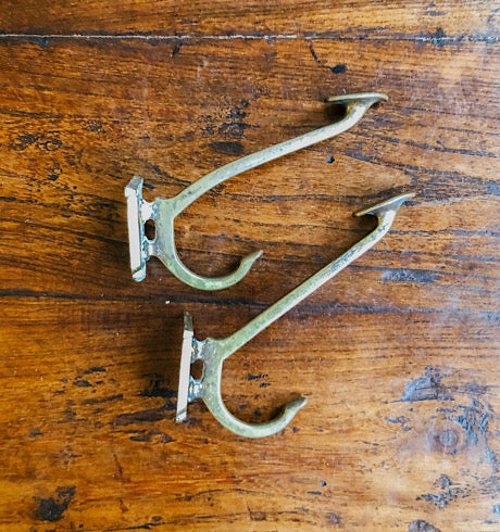 Pair of Antique Brass Double Hooks