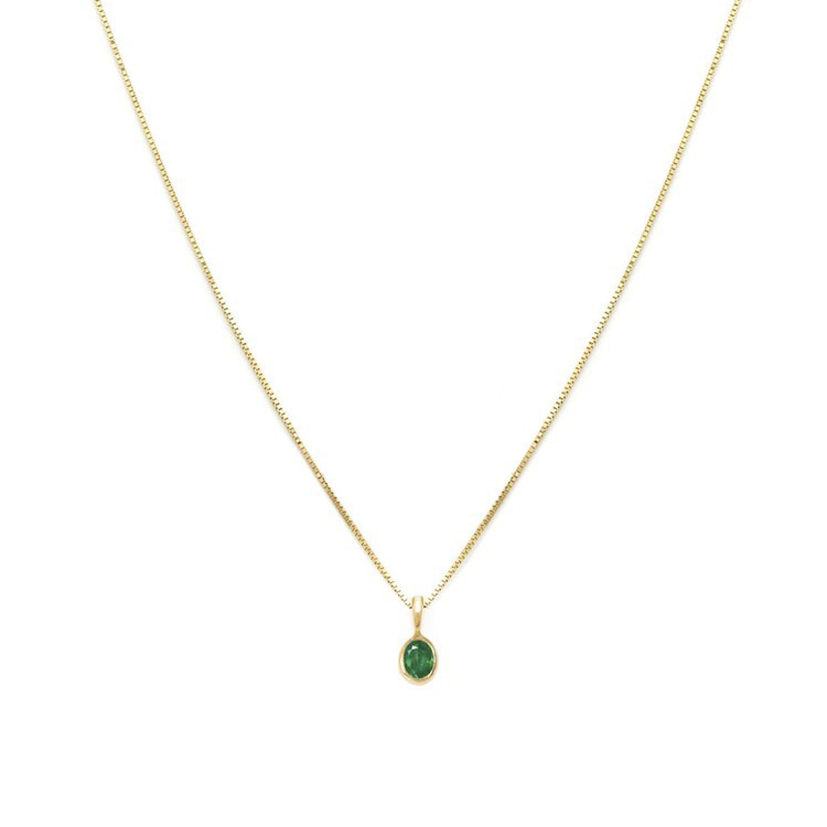 10K Petite Oval Necklace, Emerald