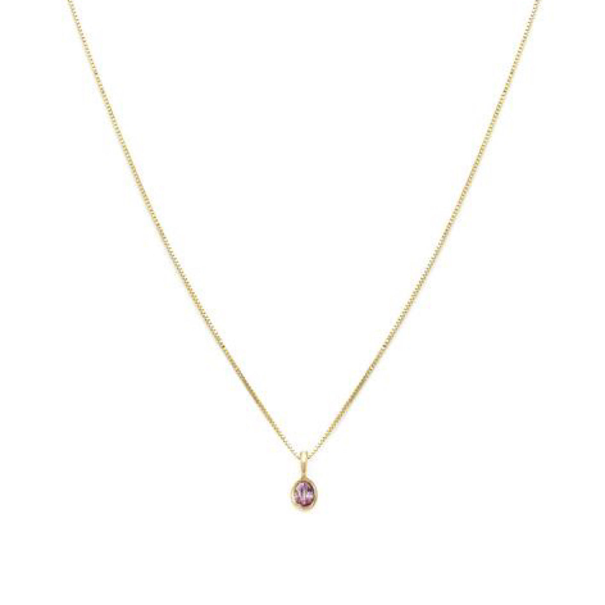 10K Petite Oval Necklace, Pink Sapphire