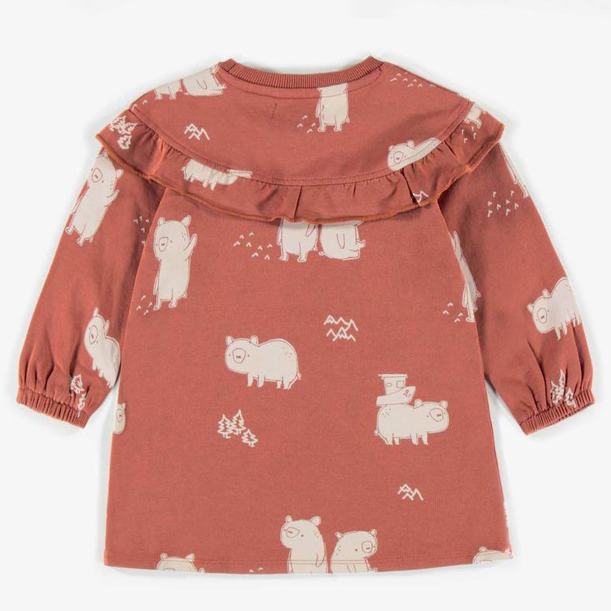 Bear Patterned Dress With Frills