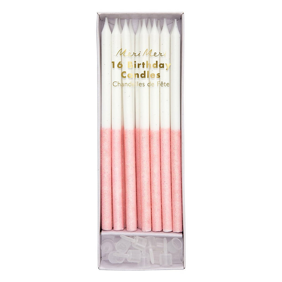 Pale Pink Glitter Dipped Birthday Candles