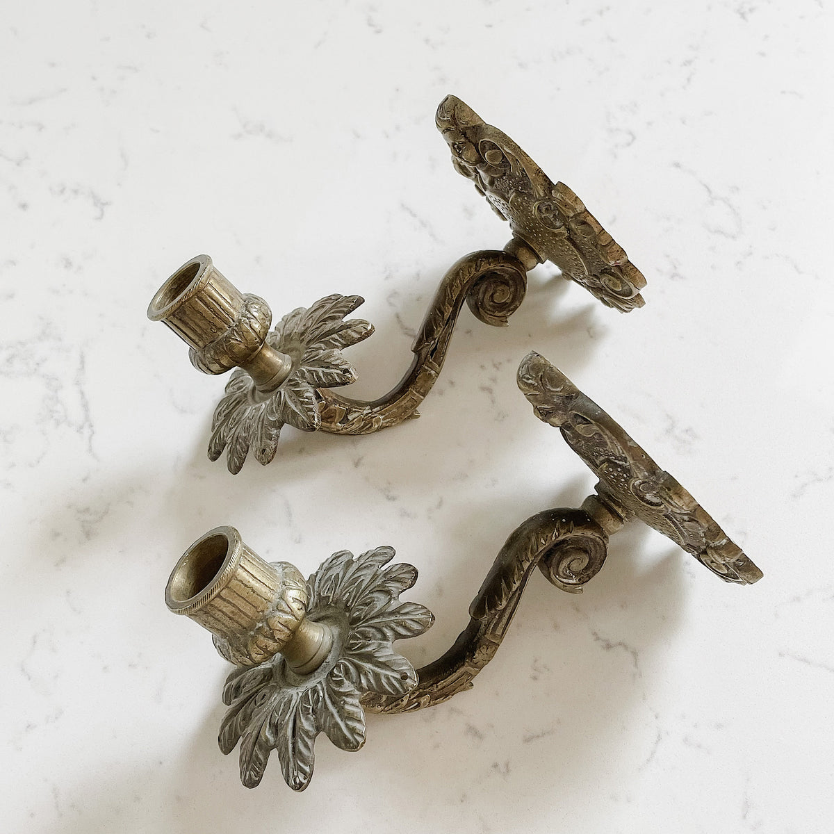 Pair of Antique Brass Sconces