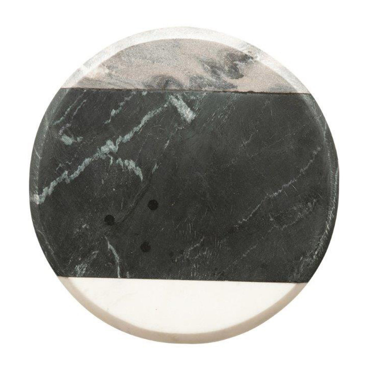 Round Marble Serving/Cutting Board, Black &amp; White