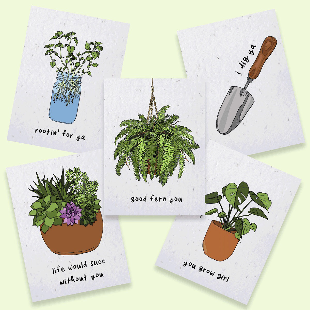 Set of 5 Plantable Pun Cards