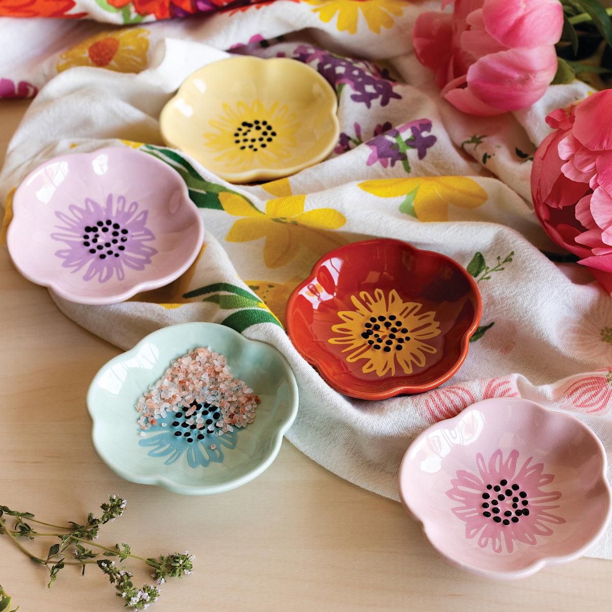 Flower Pinch Bowls, Set of 6