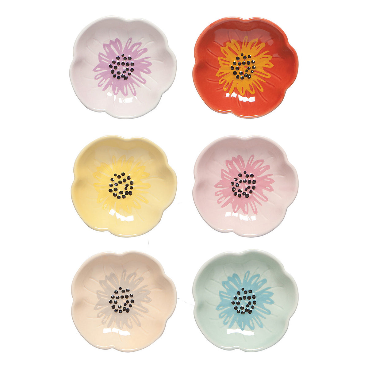 Flower Pinch Bowls, Set of 6