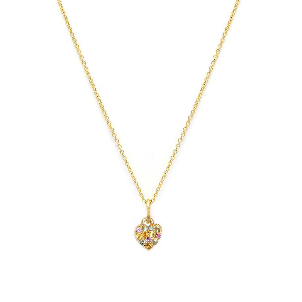 Heart Pavé Necklace, Multi Sapphire