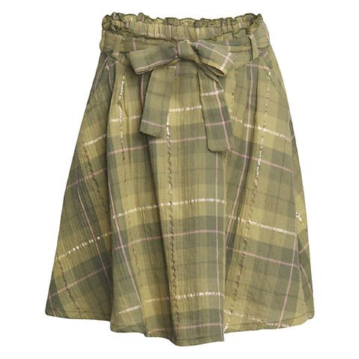 Olive Skirt with Glitter Check