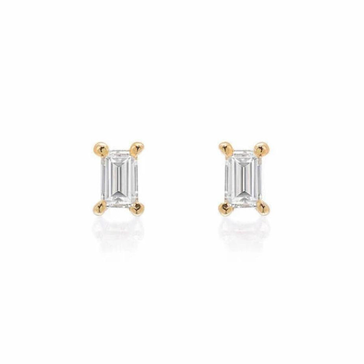 Petite Prong Set Baguette Diamond Post Earrings