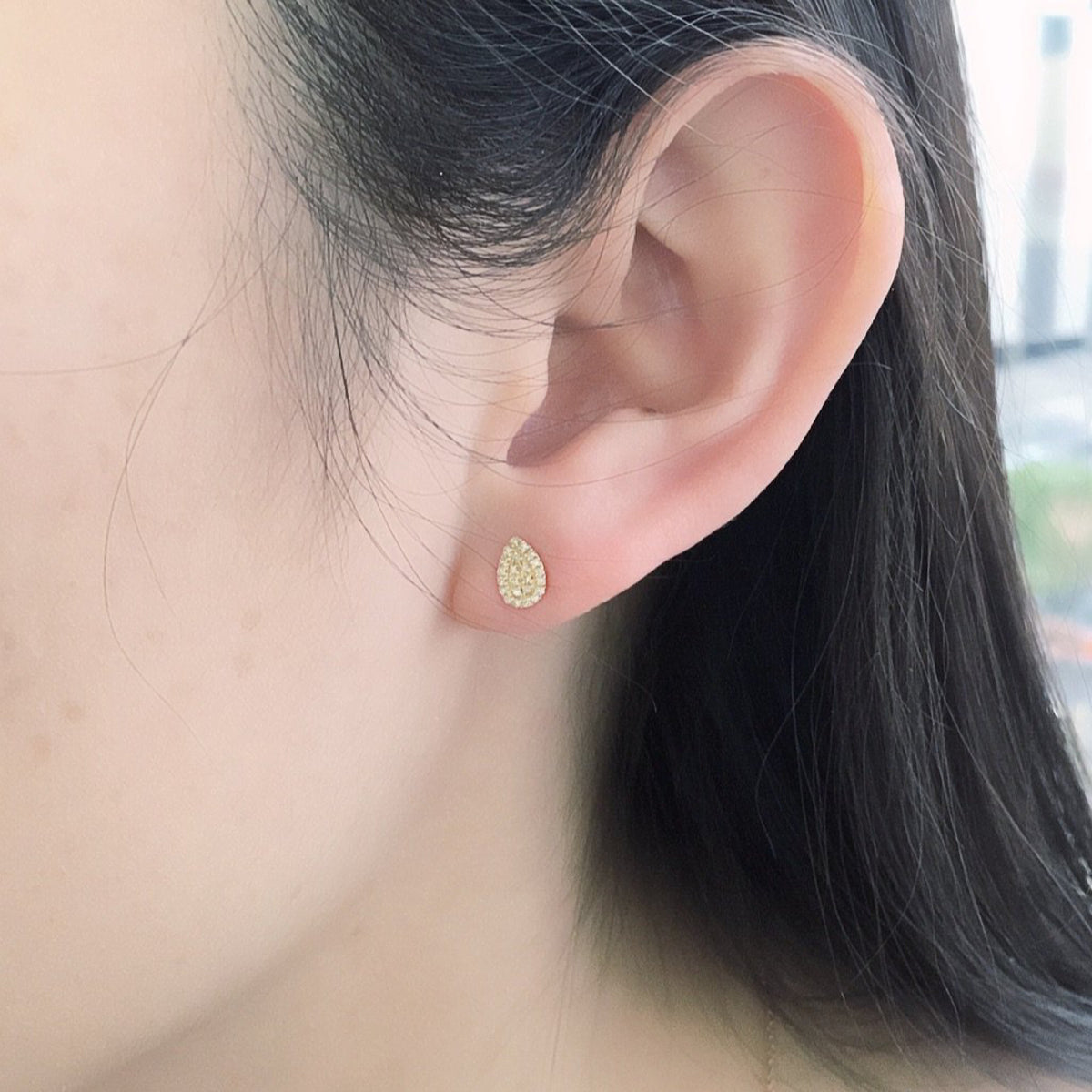 Pear Shape Pave Post Earrings