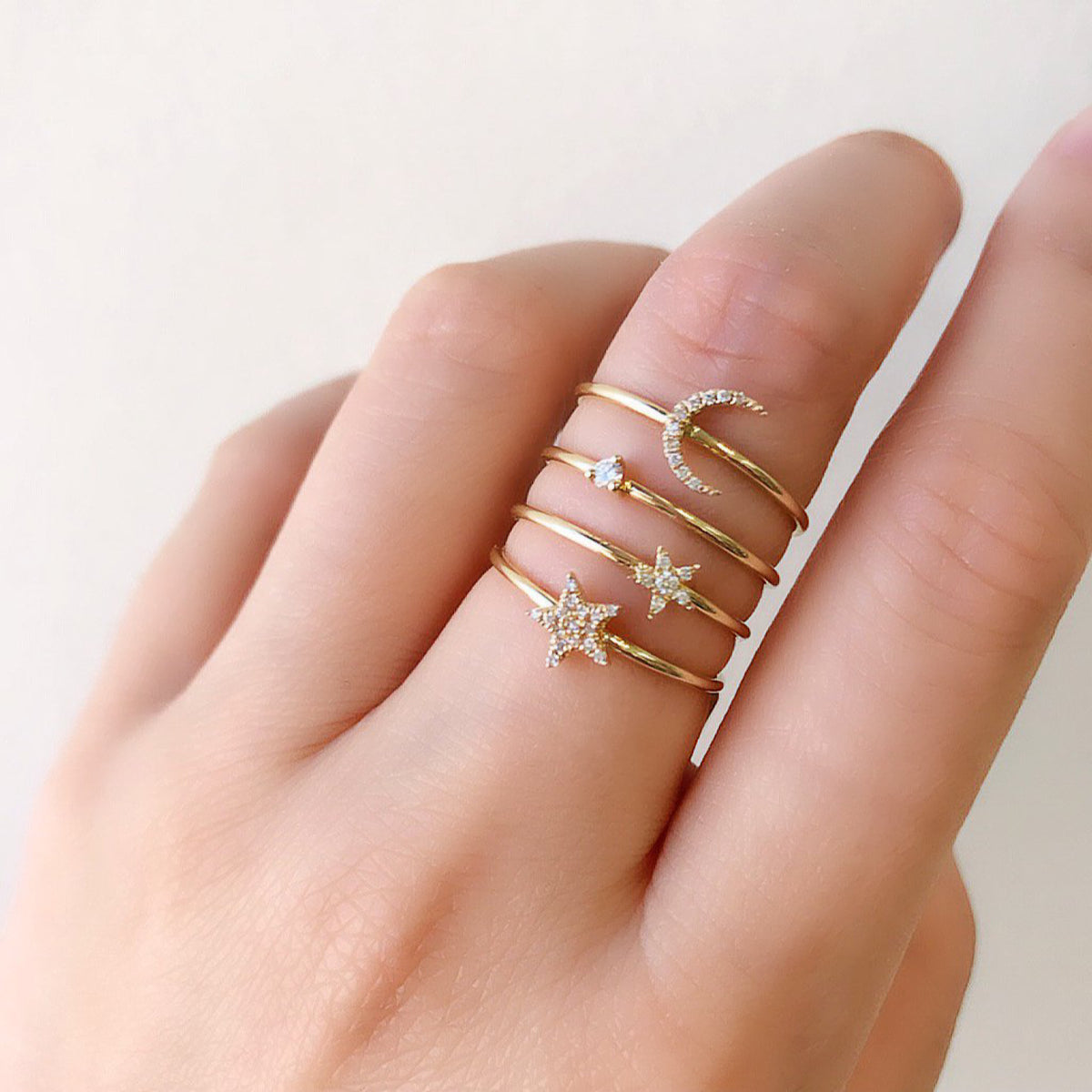 Pave Star Stackable Ring
