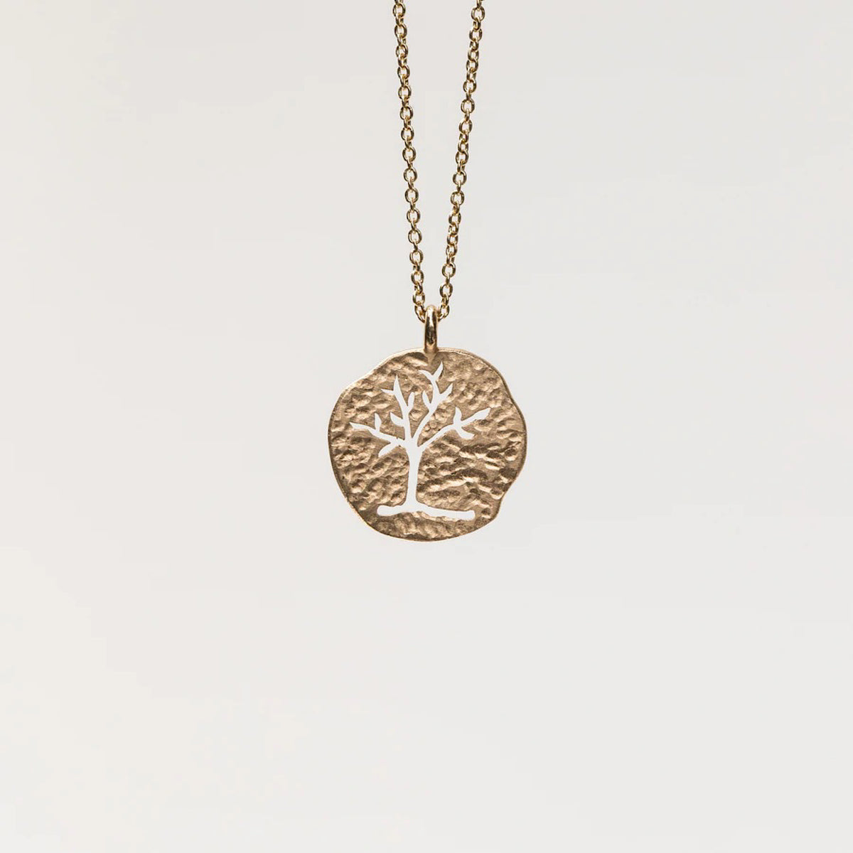 Tree of Life Carved Medallion Necklace, 14k