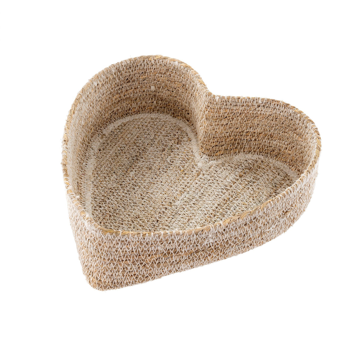 Heart Seagrass Basket, White