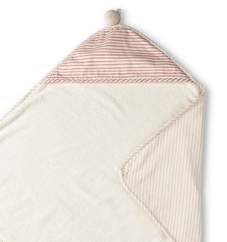 Stripes Away Hooded Towel - Petal