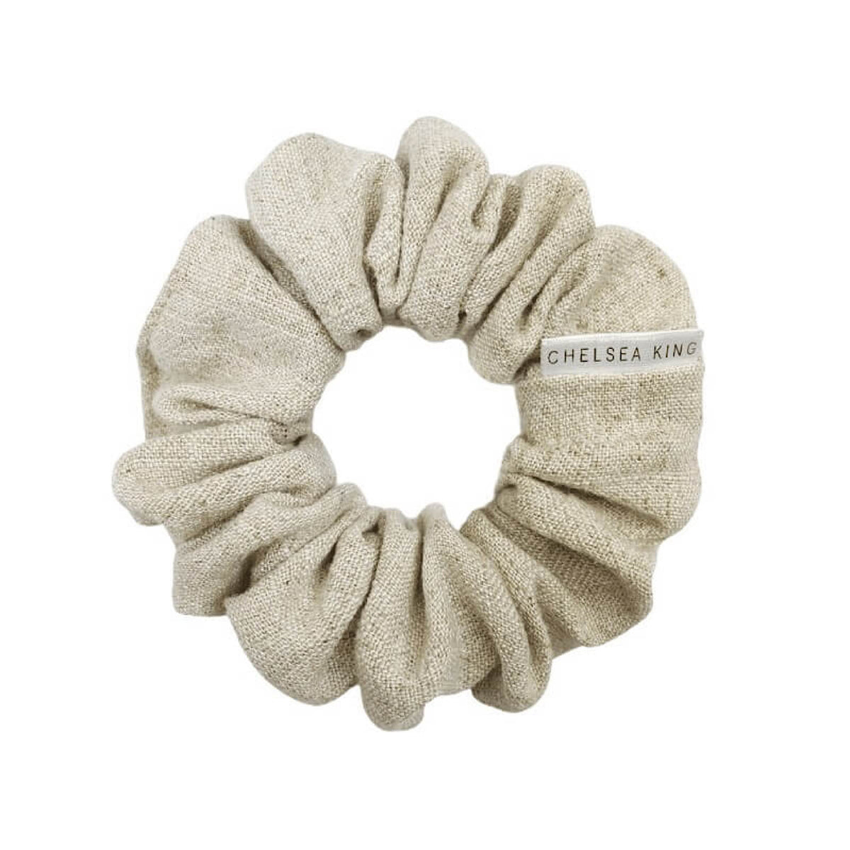 Natural Linen Sand Scrunchie, Petite