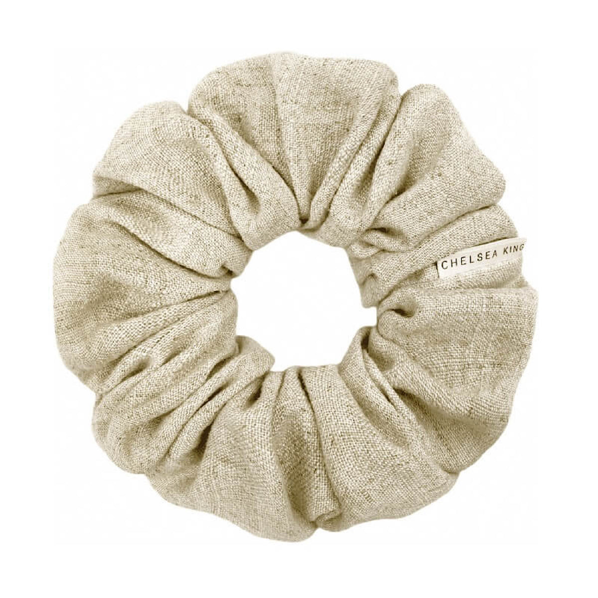 Natural Linen Sand Scrunchie, Classic