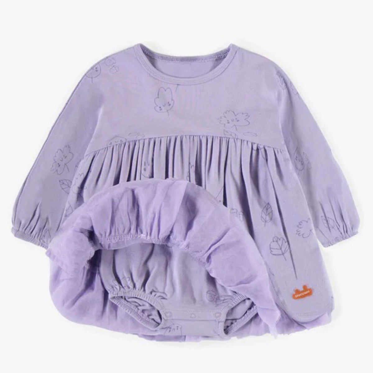 Violet Organic Cotton Printed Bodysuit Dress