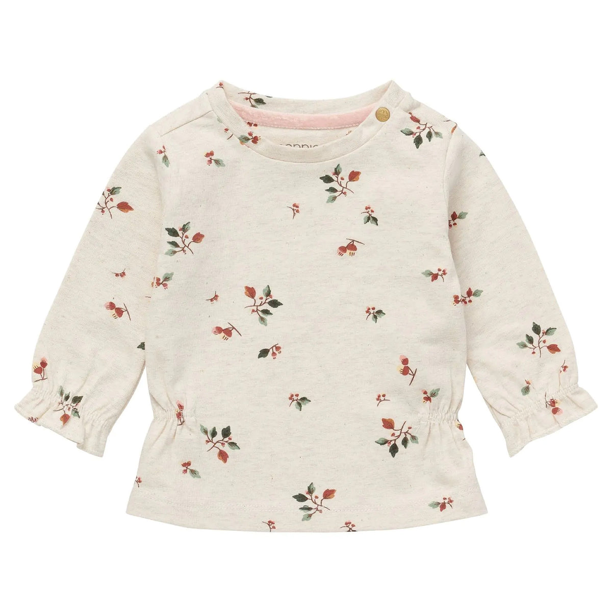 Winter Floral Top with Gathered Waist