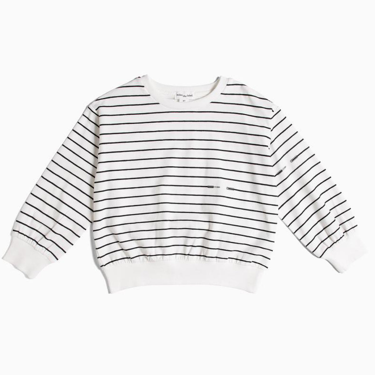 Cable Striped Puffer Sleeve Tee
