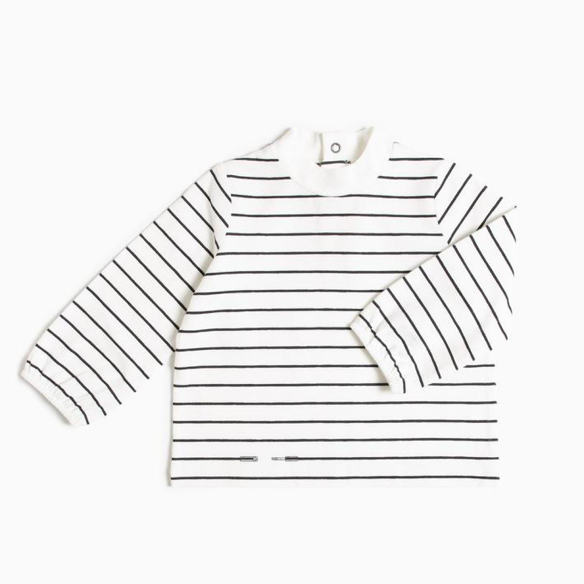 Cable Striped Long Sleeve Mock Neck