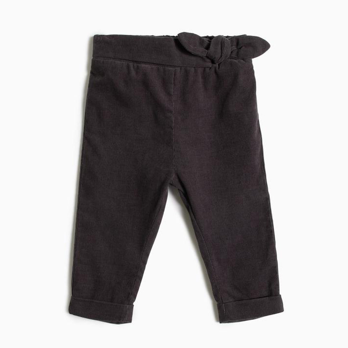 Charcoal Corduroy Pants with Bow