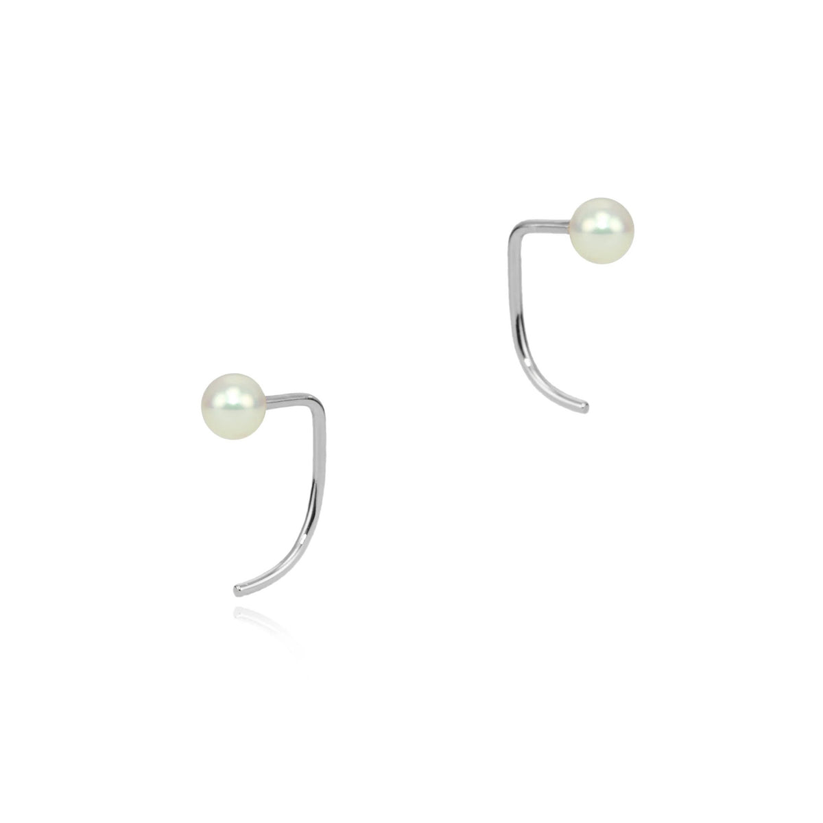 Pearl Silver Mini Spike Earrings