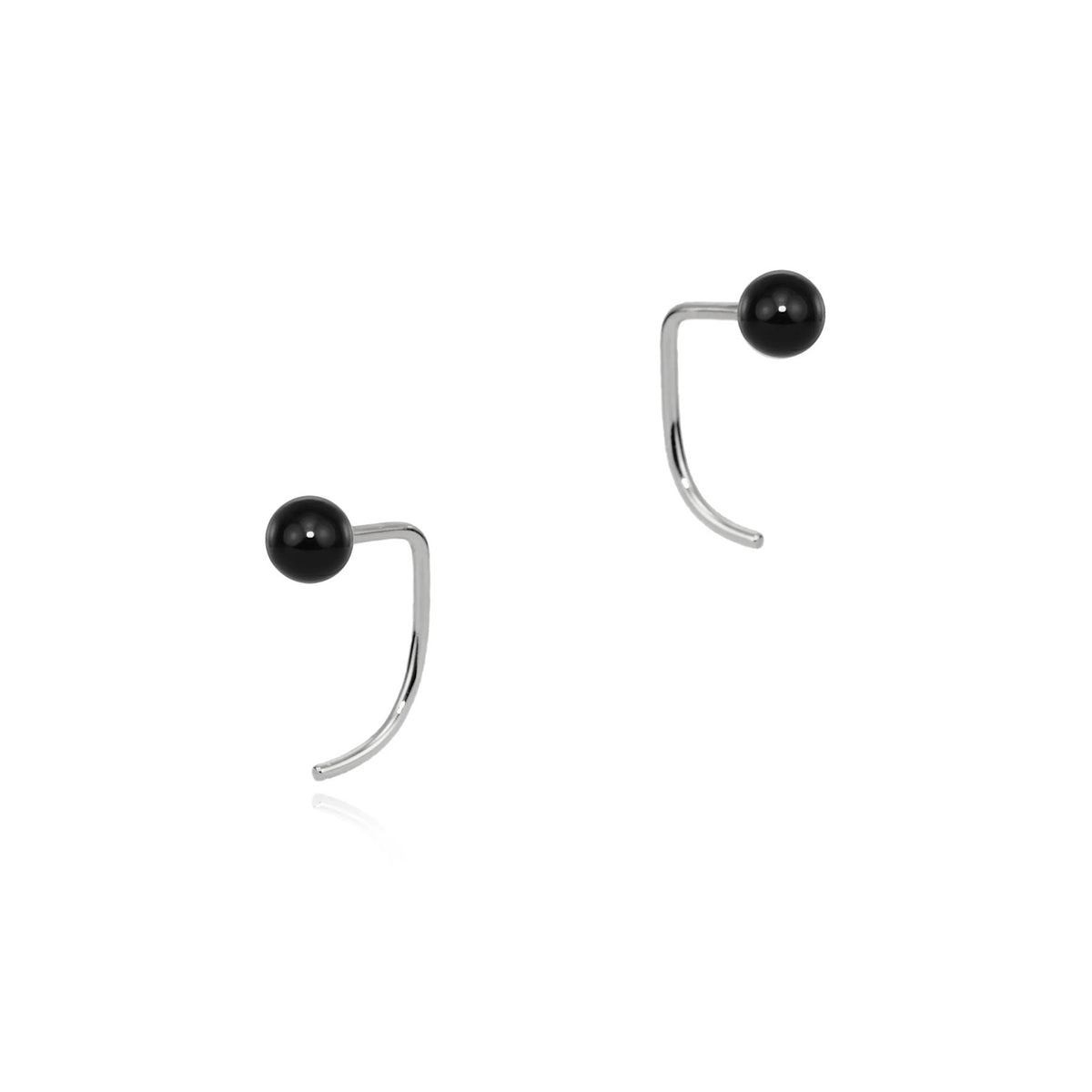 Onyx Silver Mini Spike Earrings