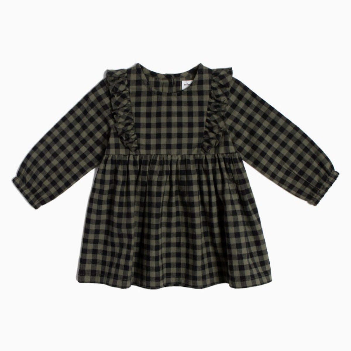Pine Checkered Print Flannel Dress, Baby