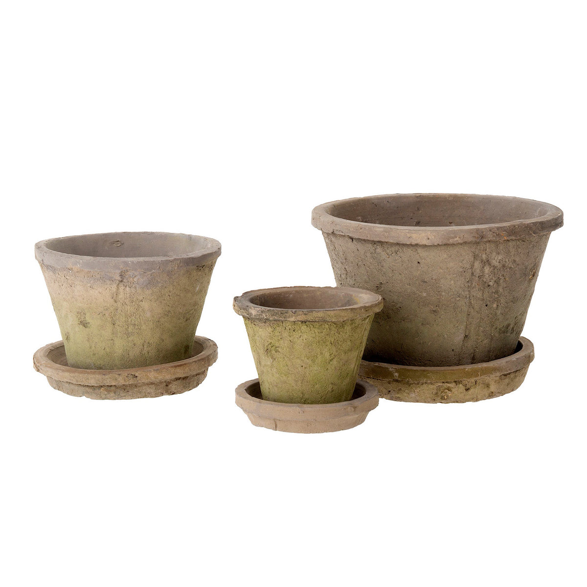 Aged Clay Cactus Pots, Antique Blackstone, Three Sizes