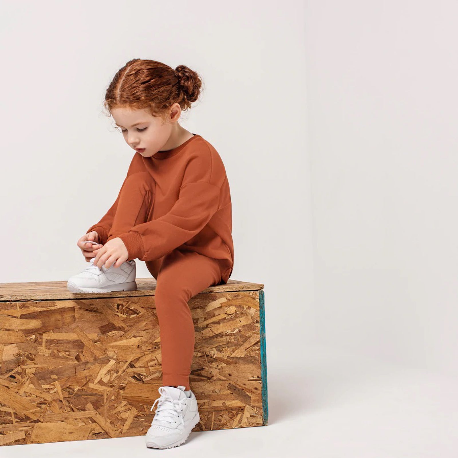 Brown short legging in irregular rib knit, child - Souris Mini