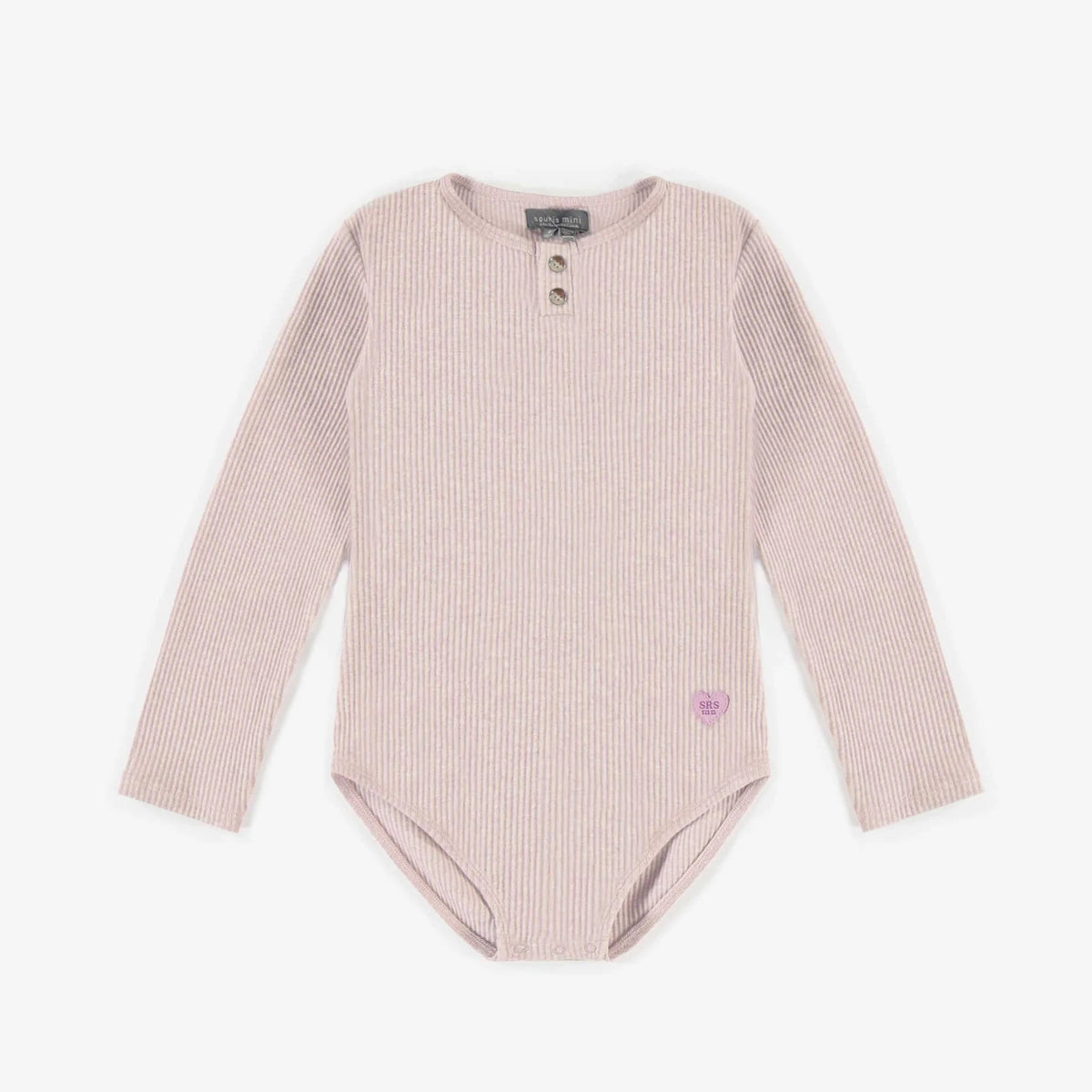 Pink Henley Collar Ribbed Knit Bodysuit