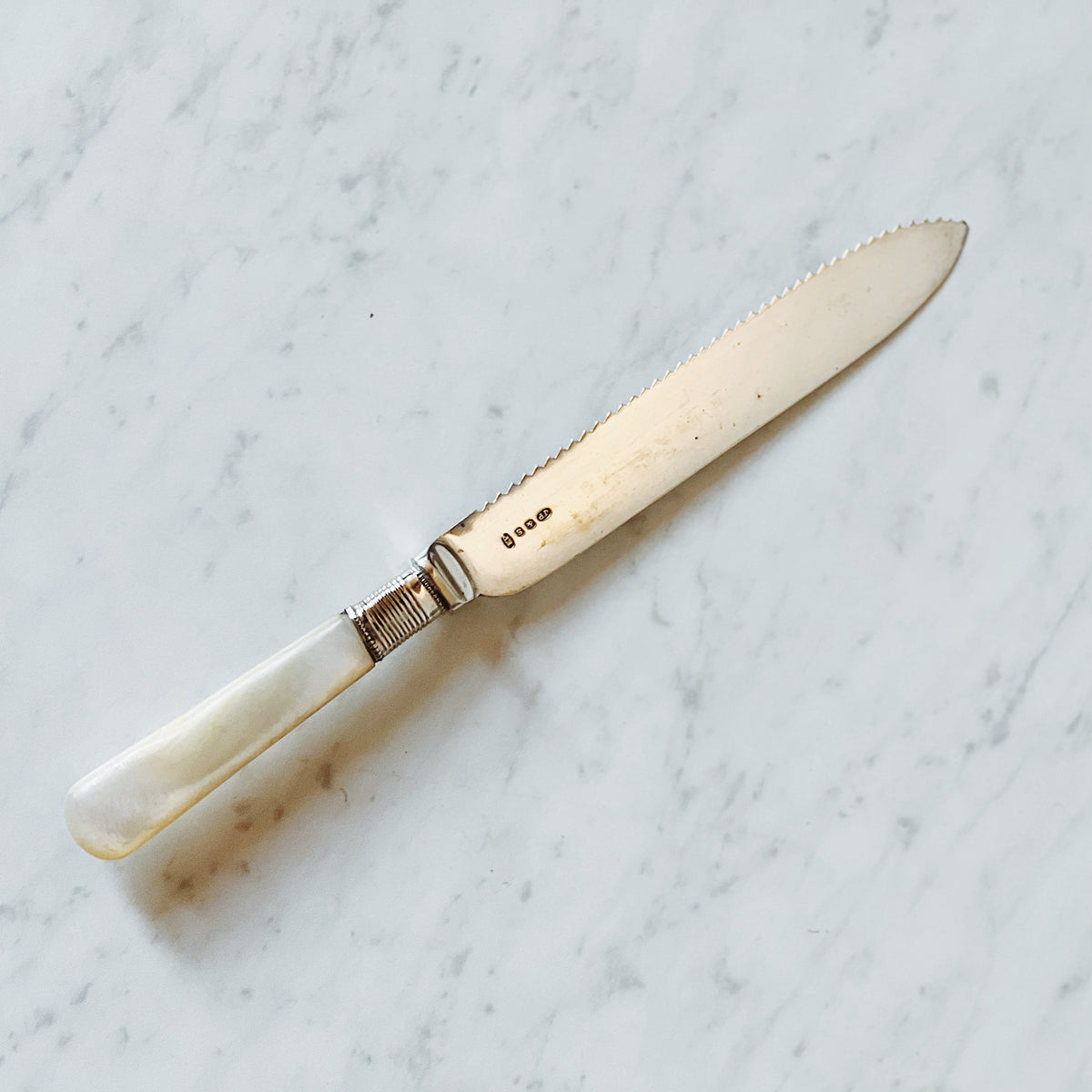 Antique Silver Plate Cake Knife with Mother Of Pearl Handle