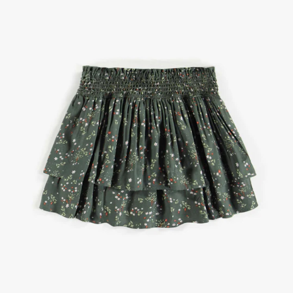 Floral Green Skirt with Ruffles