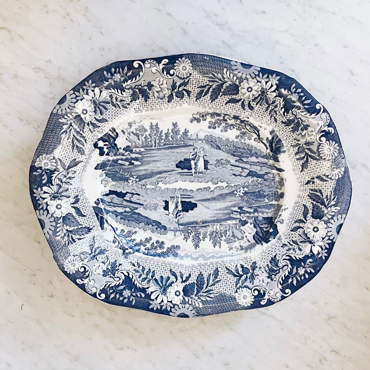Antique Blue and White Platter