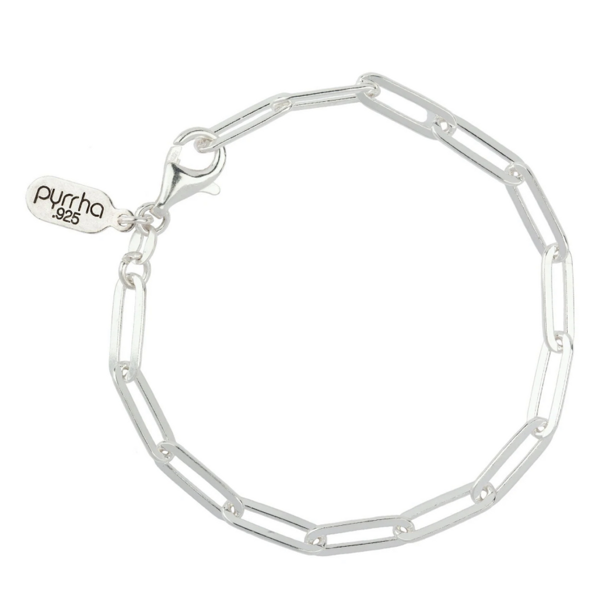 Large Paperclip Chain Bracelet, Bright Silver