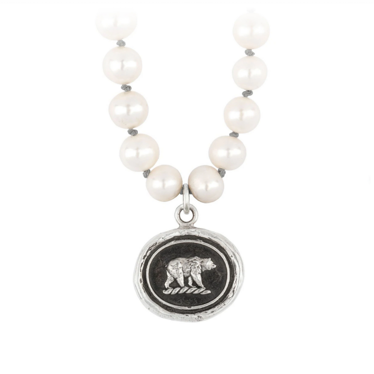 Mother Bear Freshwater Pearl Necklace, 22&quot;