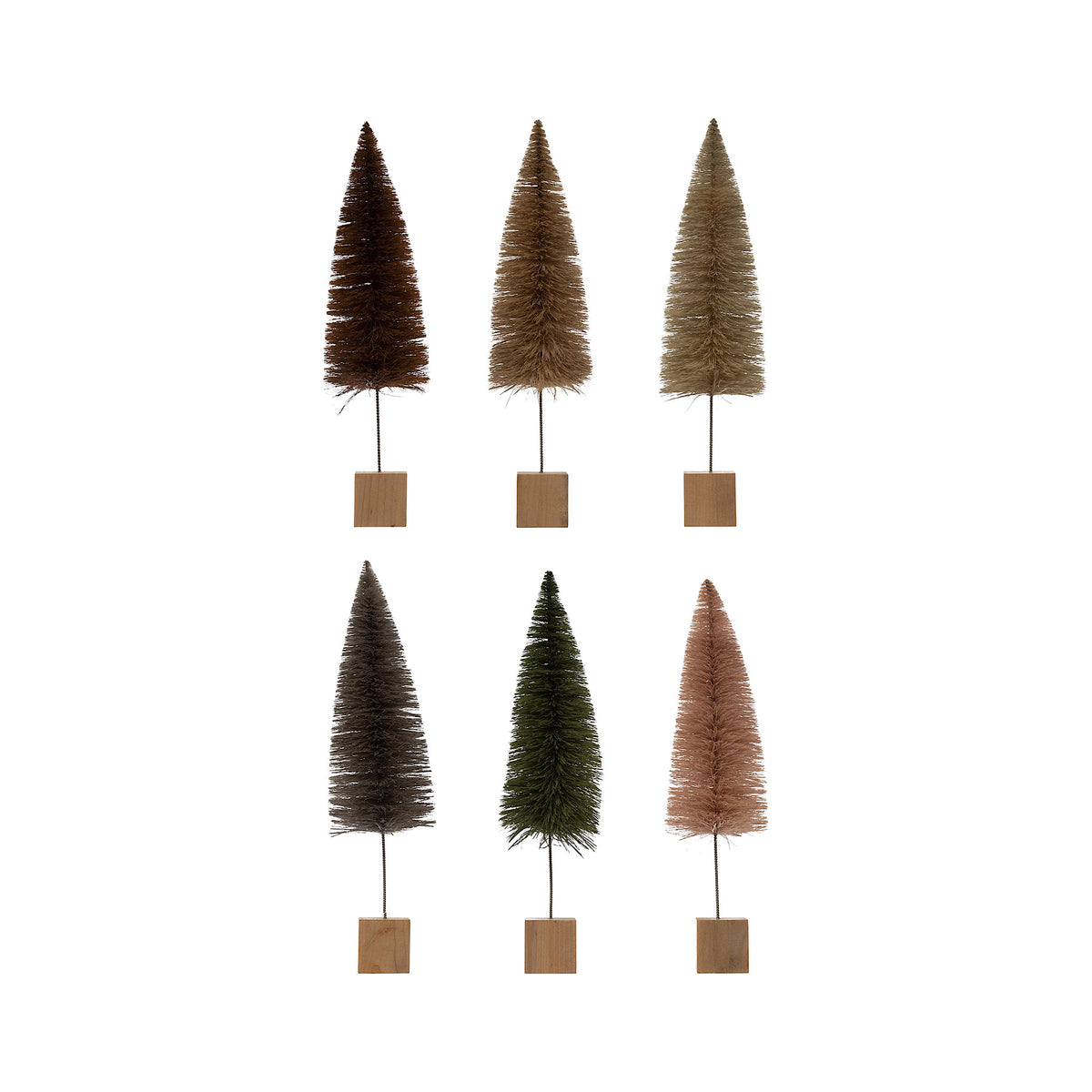 Soft Tone Bottle Brush Trees, 6 Colours