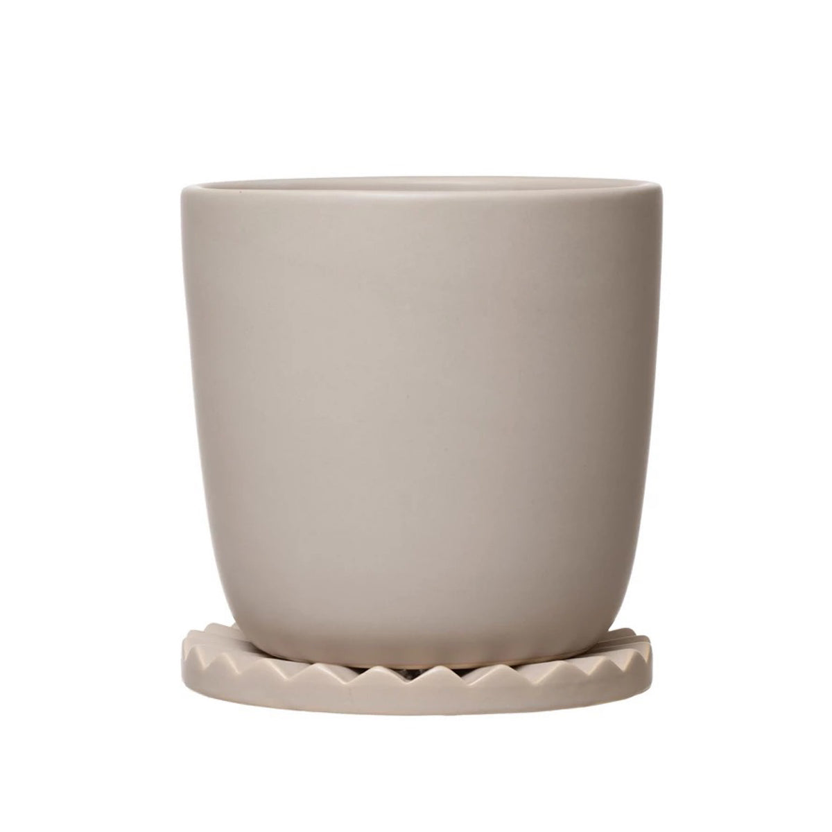 Stoneware Planter with Fluted Saucer