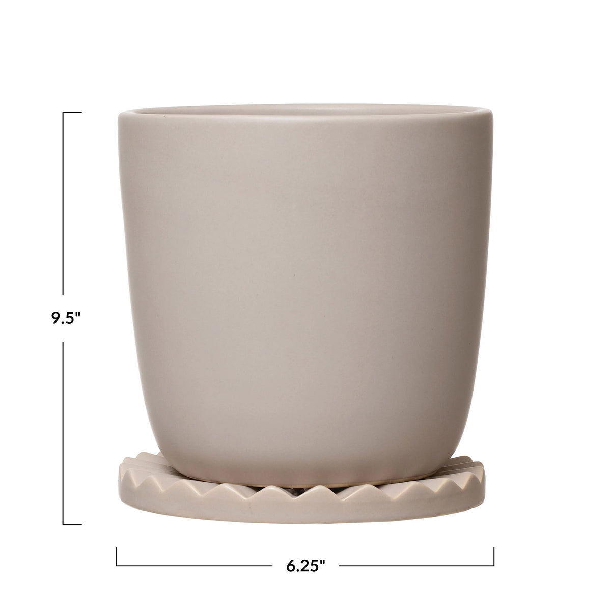 Stoneware Planter with Fluted Saucer