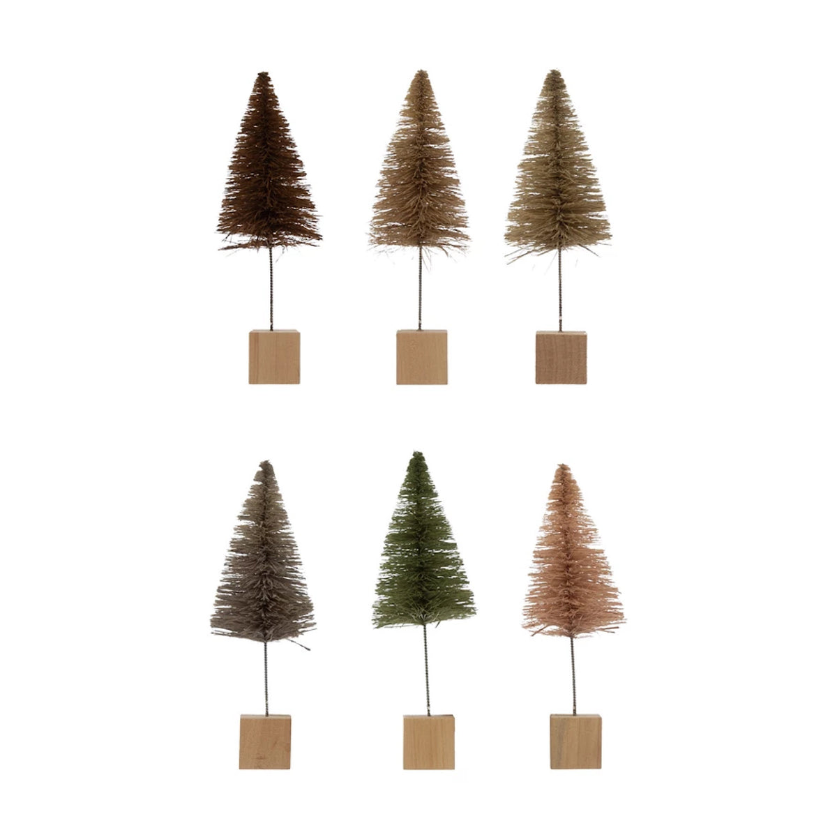 Small Soft Tone Bottle Brush Trees, 6 Colours
