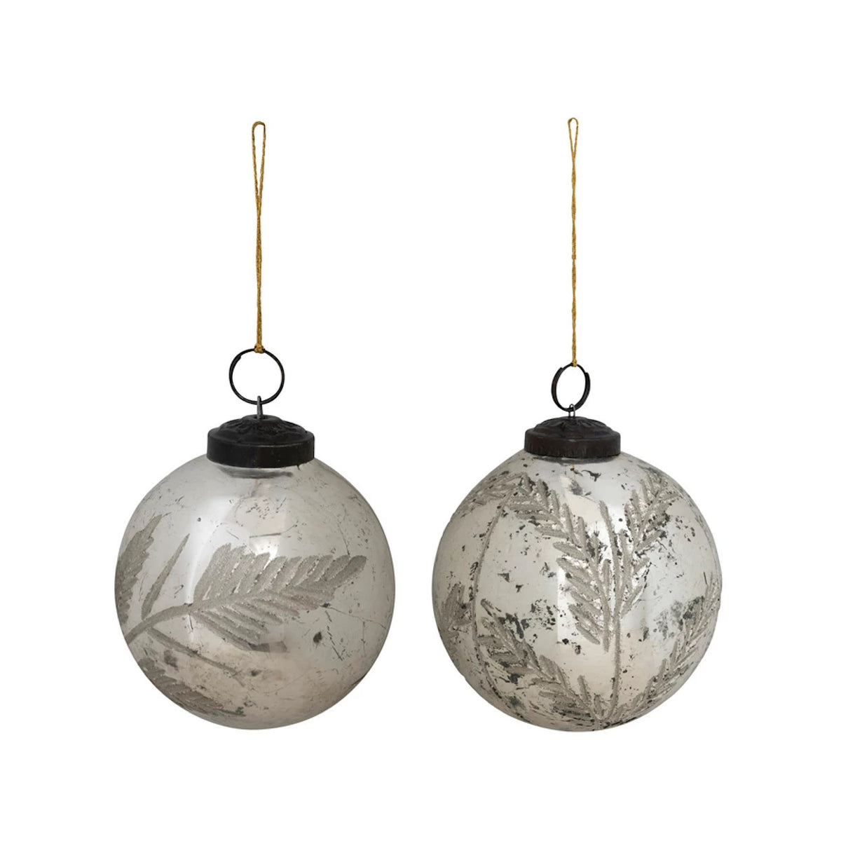 3&quot; Botanical Mercury Glass Ornaments, 2 Styles