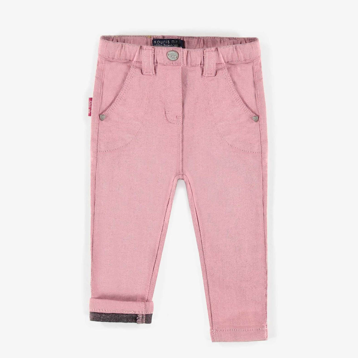 Pink Slim Fit Denim Pants, Baby