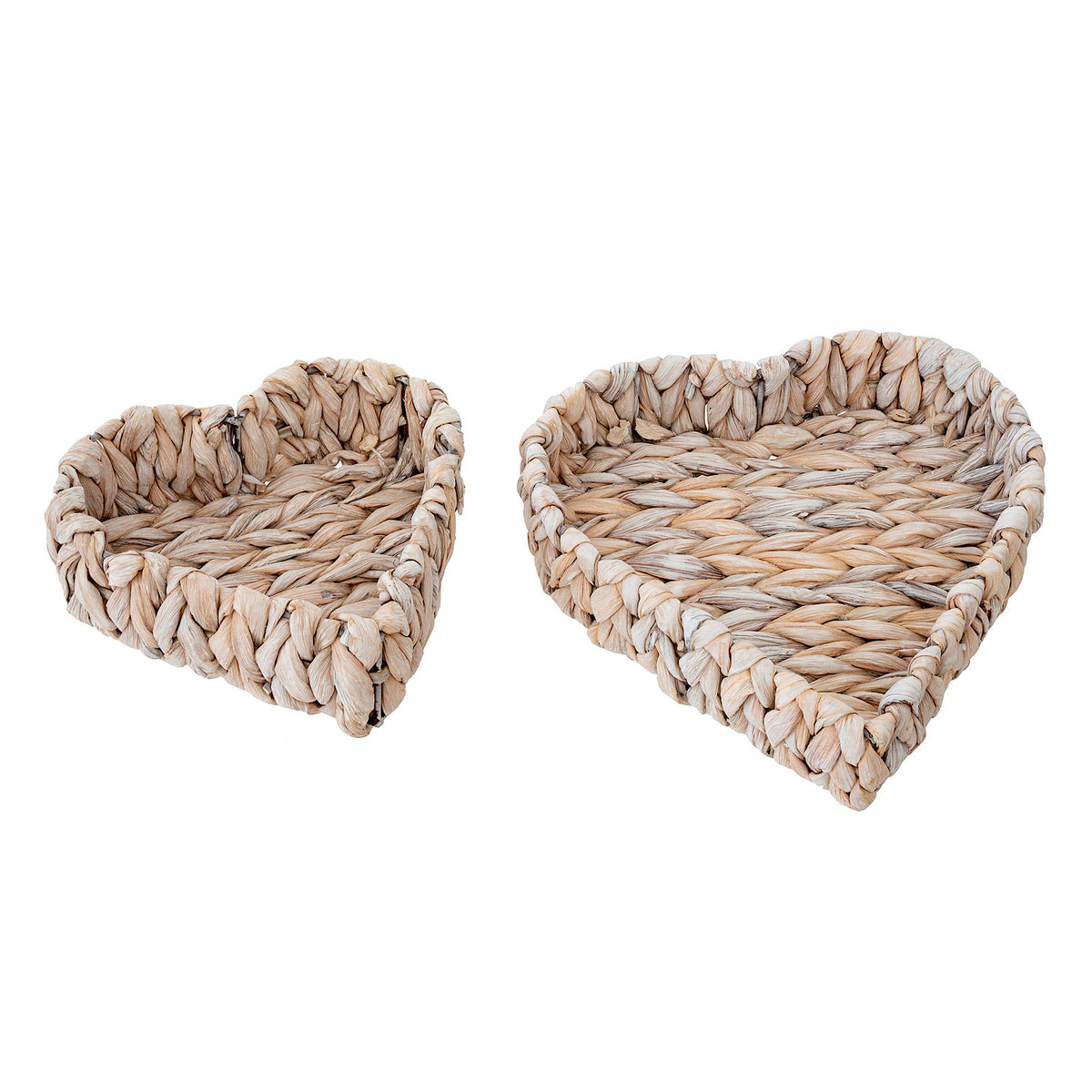 Set of 2 Heart Baskets, White
